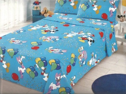 Σετ Παιδικά Σεντόνια Μονά Mickey Βαμβακερά Γαρύφαλλο 160x260 | Γαρύφαλλο - Λευκά Είδη